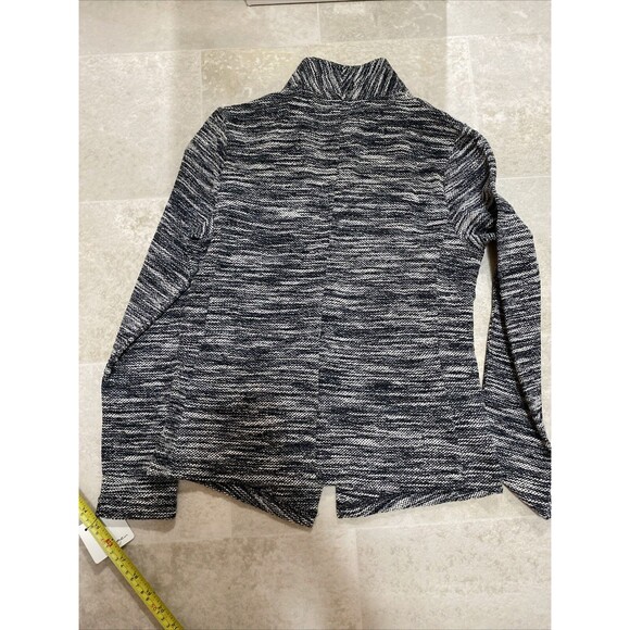 NEW $89 Halogen Womens XS  Zip Up jacket Black Ivory Tweed Asymmetrical - Picture 11 of 11